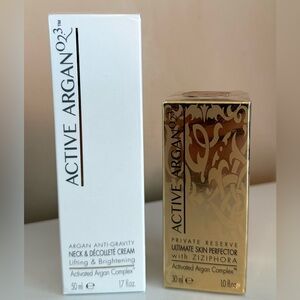 ACTIVE ARGAN 023 ANTI GRAVITY NECK CREAM & PRIVATE RESERVE SKIN PERFECTOR SEALED